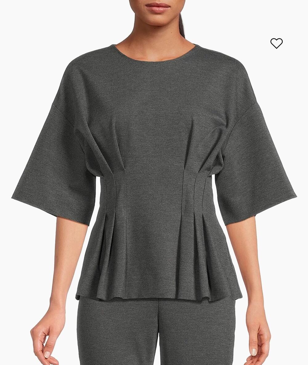 Natori Compact Knit Pleat Release Top in Dark Grey 12